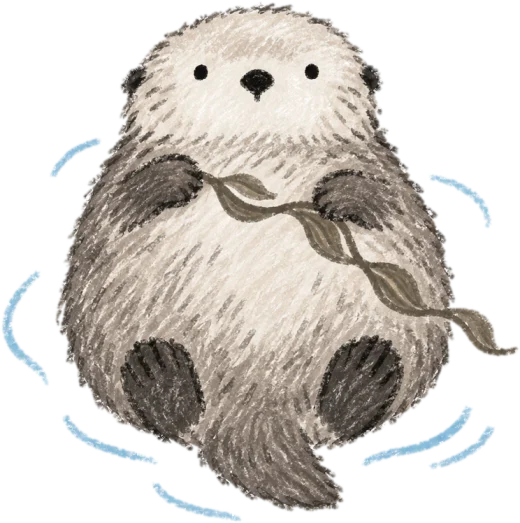 Otter character holding a small stone