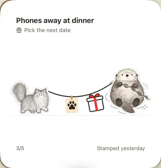iOS Home Screen widget showing card and stamp progress